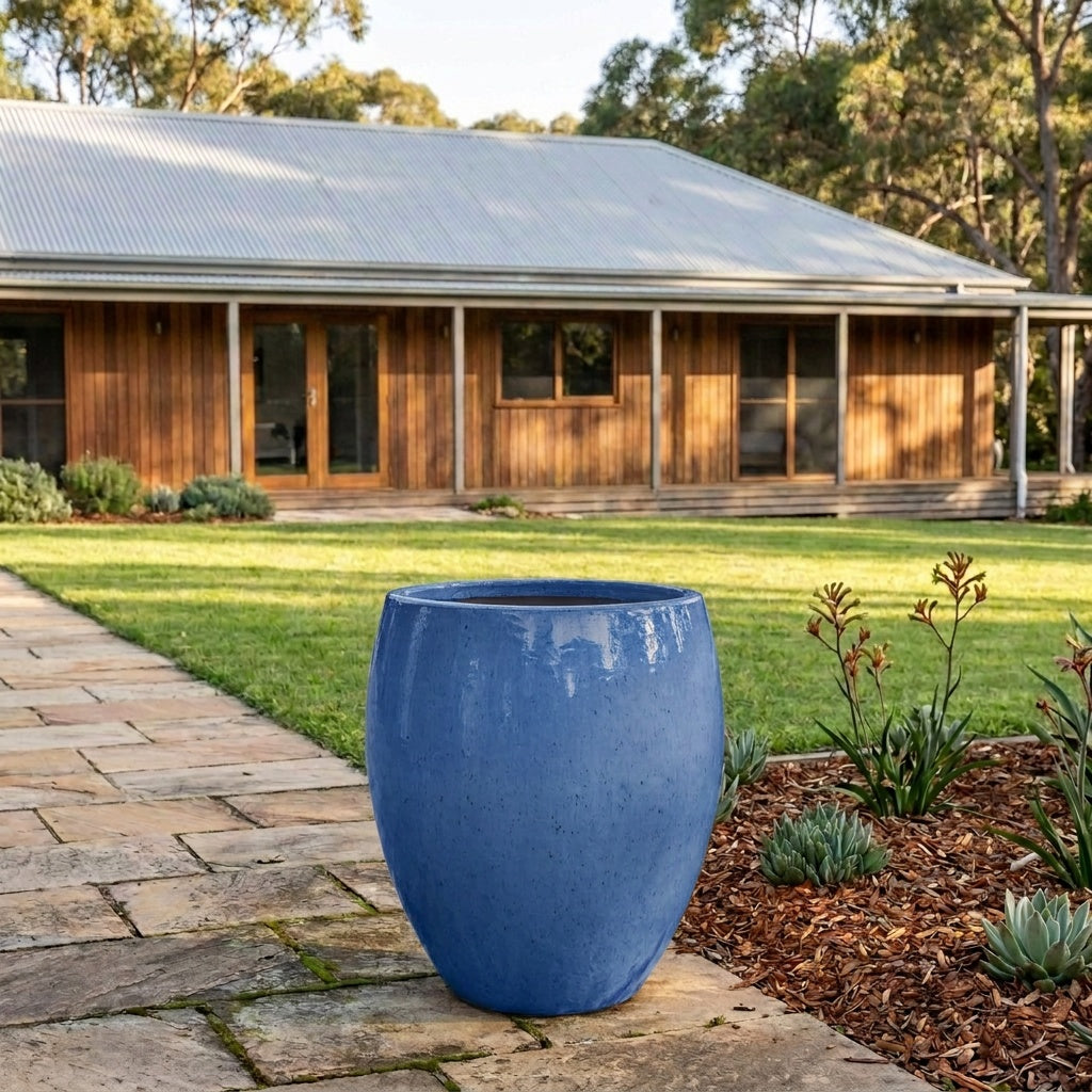Premium Glaze Tall Egg Planter - Various sizes available - Blue Cloud