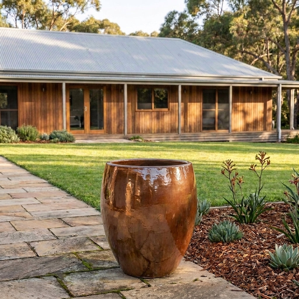 Premium Glaze Tall Egg Planter - Various sizes available - Copper