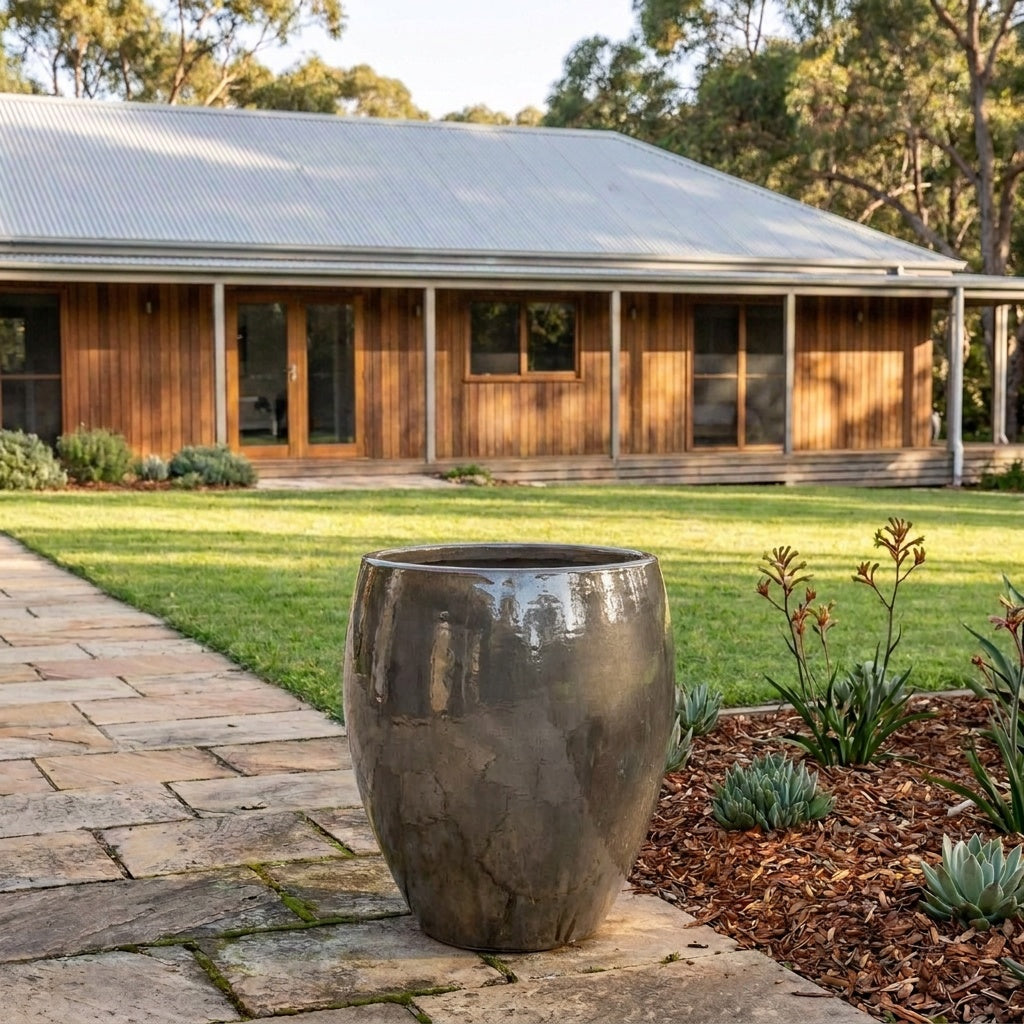 Premium Glaze Tall Egg Planter - Various sizes available - Heavy Metal