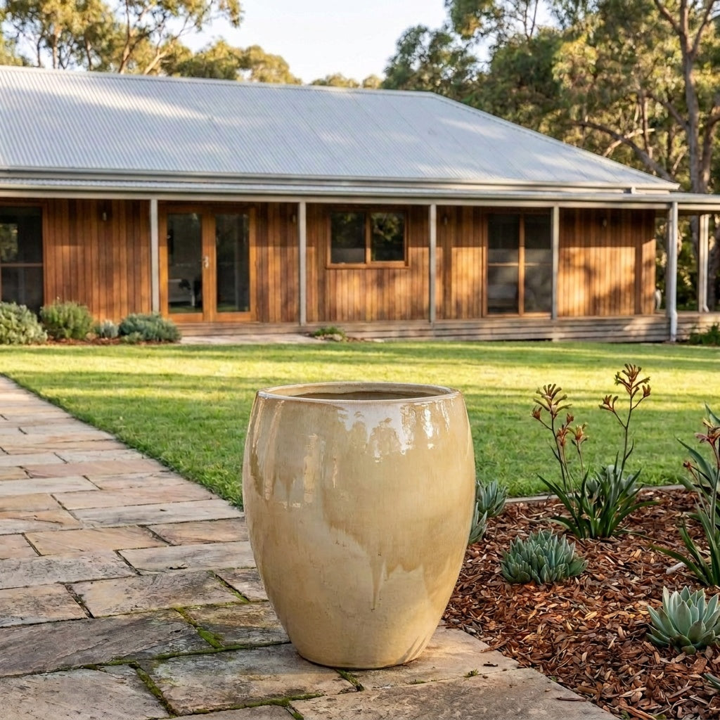 Premium Glaze Tall Egg Planter - Various sizes available - Sand