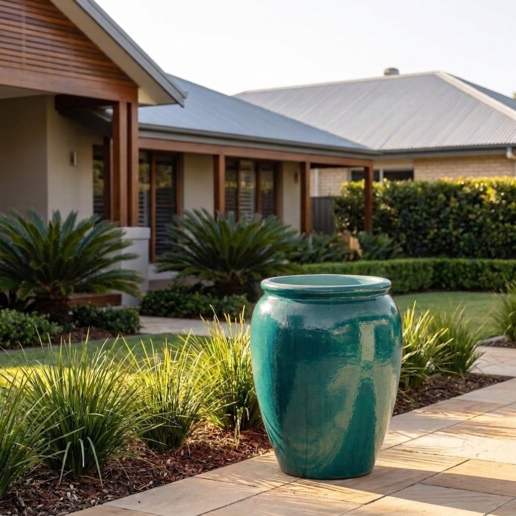 Premium Glaze Temple Jar - 47 x 65cm - Aqua