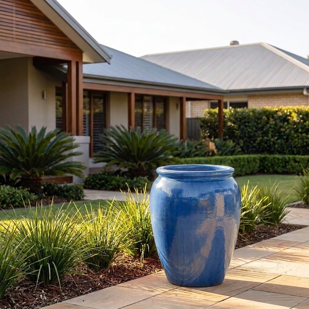 Premium Glaze Temple Jar - 47 x 65cm - Blue Cloud