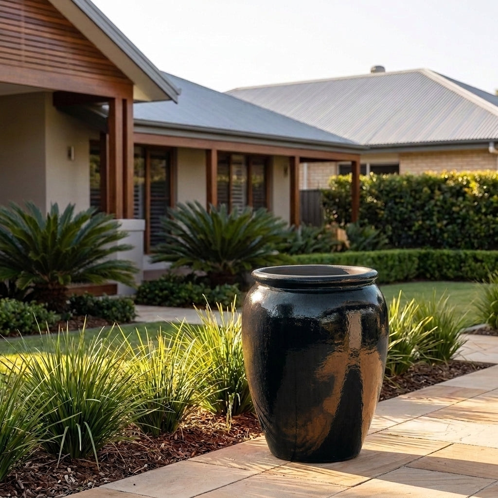 Premium Glaze Temple Jar - 47 x 65cm - Black
