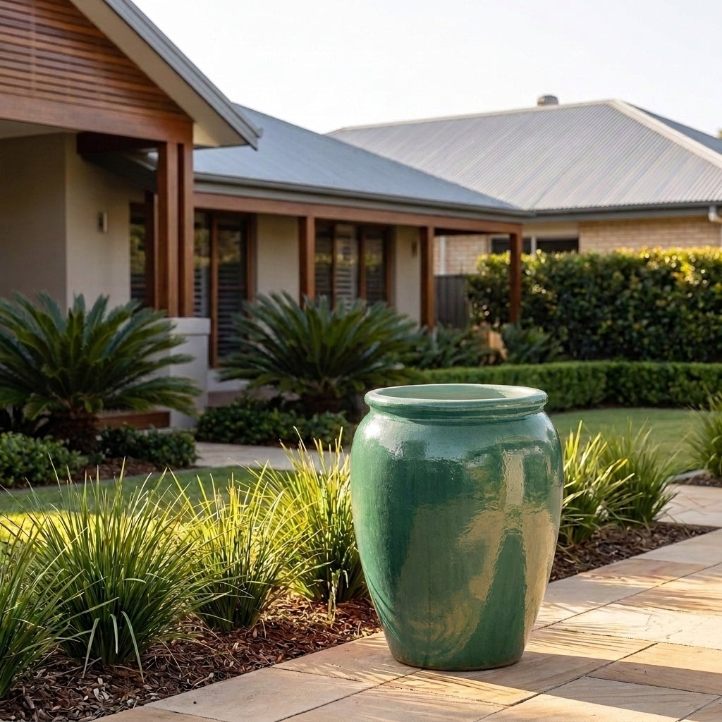 Premium Glaze Temple Jar - 47 x 65cm - Opal Green