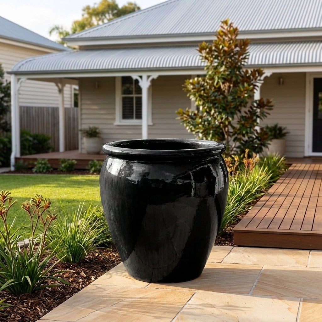 Premium Glaze Tree Planter - Various sizes available - Black