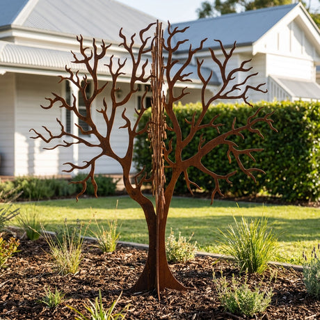 Round Tree Rusted Steel Garden Sculpture
