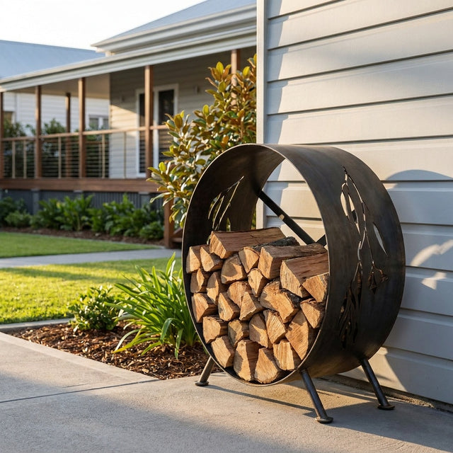 Rusted Steel Firewood Storage Ring
