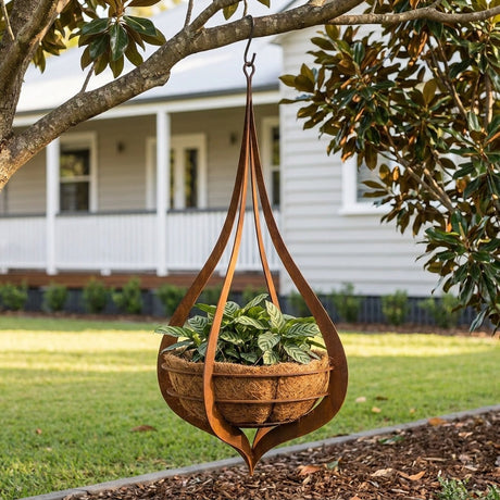 Rusted Steel Hanging Plant Pod