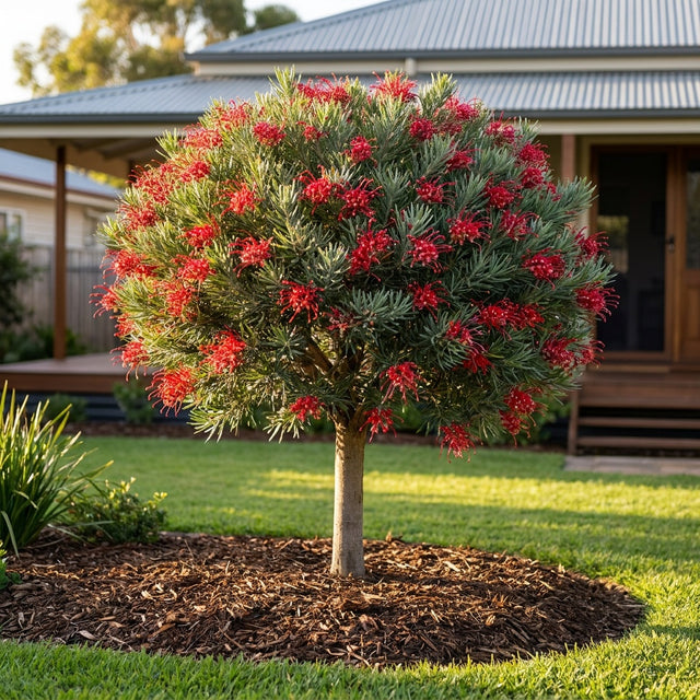 Scarlet Moon Grevillea Standard - Grevillea 'Scarlet Moon'