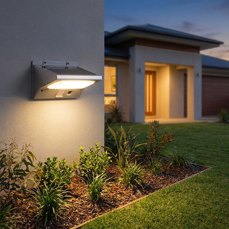 Sleek Solar Wall Light with Motion Sensor, Stainless Steel