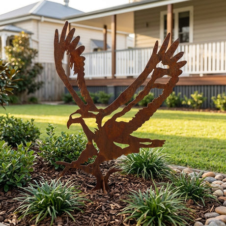 Small Eagle Rusted Steel Garden Stand