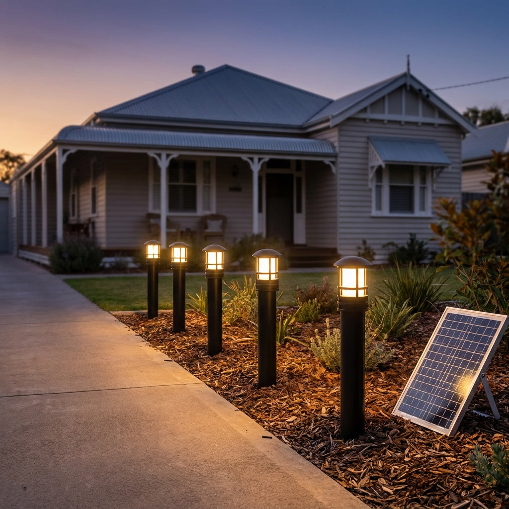 Solar Bollard Kit, 5 Lights with Remote Panel