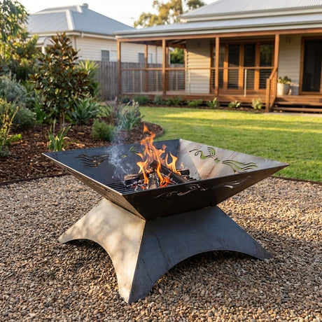 Square Dragon Rusted Steel Fire Pit
