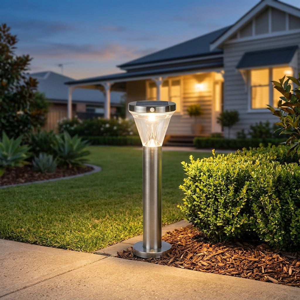 Stainless Steel Solar Bollard with Motion Sensor, Round