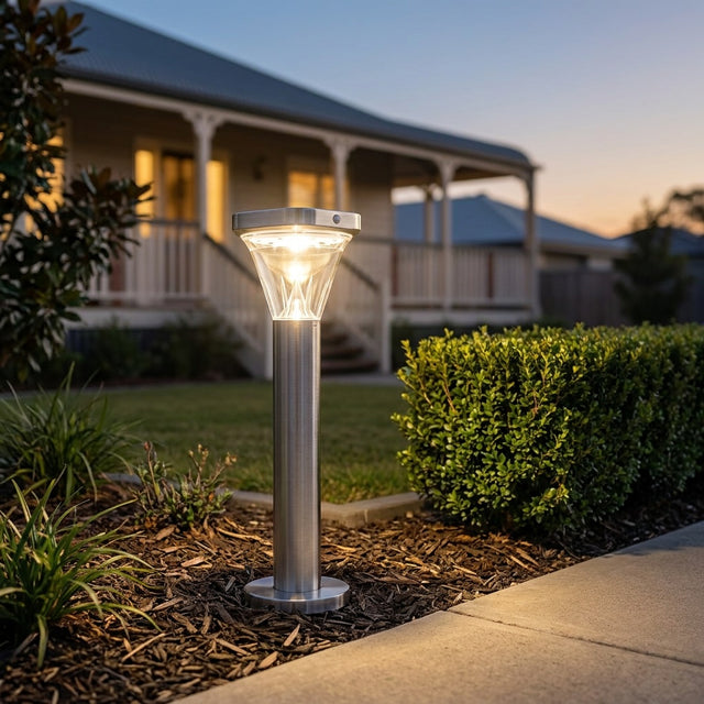 Stainless Steel Solar Bollard with Motion Sensor, Square