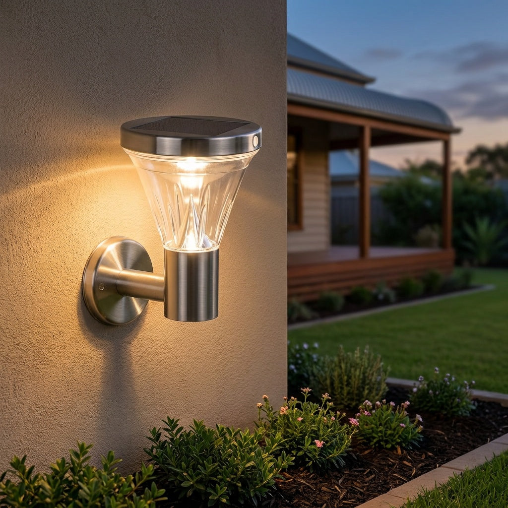 Stainless Steel Solar Wall Light with Motion Sensor, Round