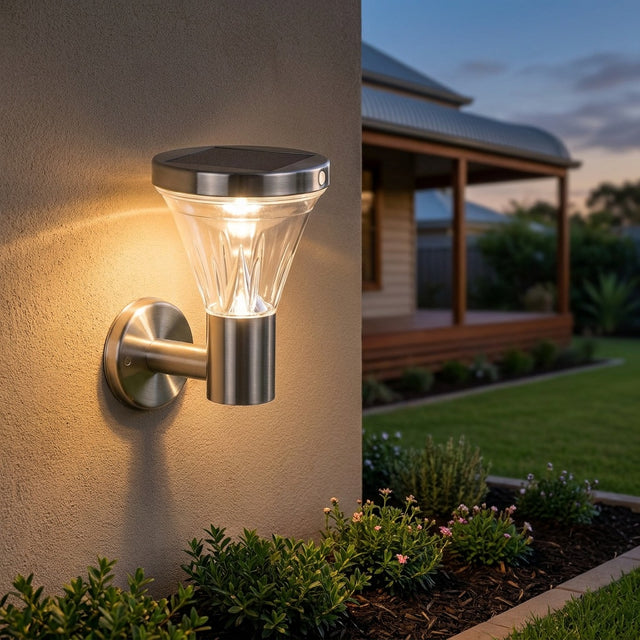 Stainless Steel Solar Wall Light with Motion Sensor, Round