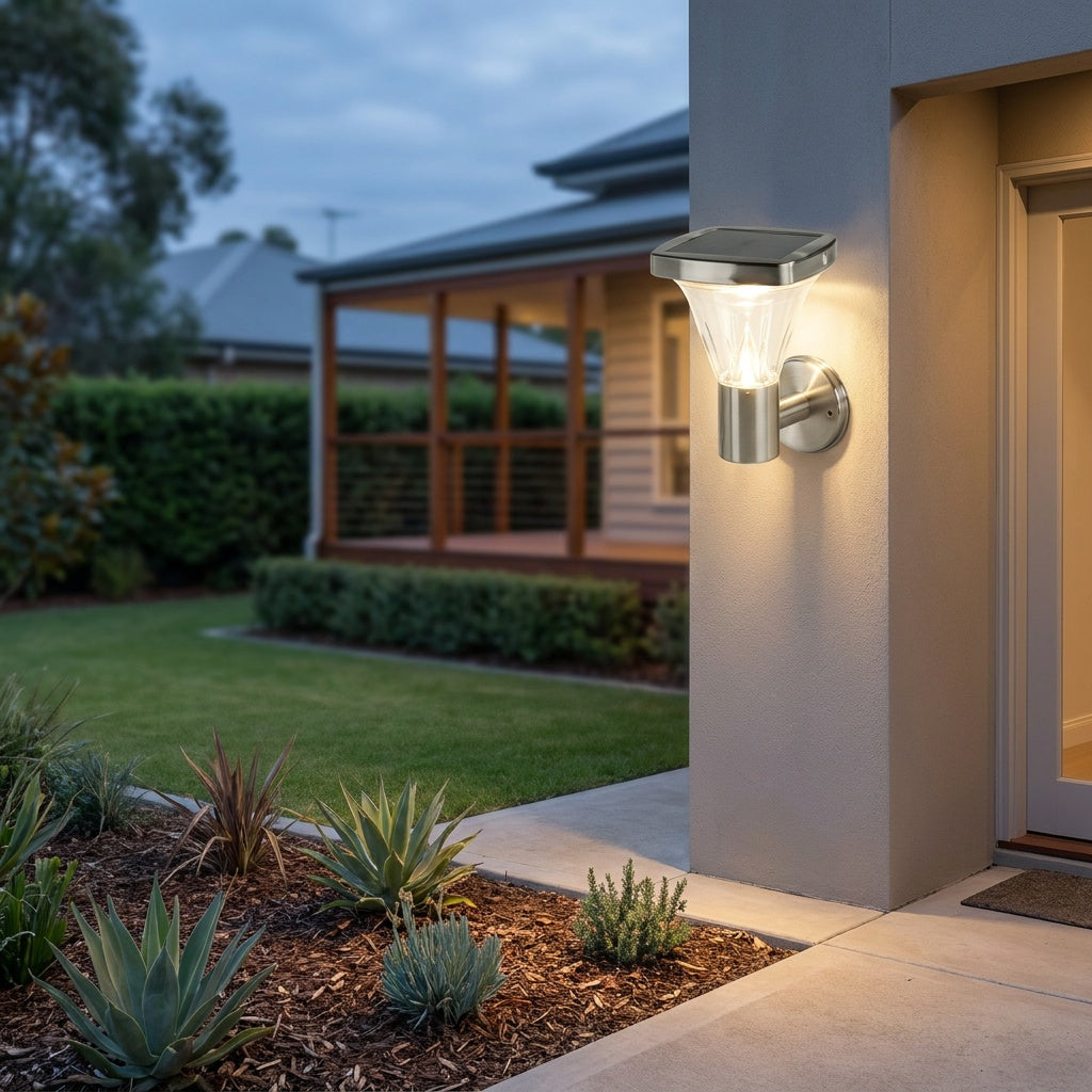 Stainless Steel Solar Wall Light with Motion Sensor, Square