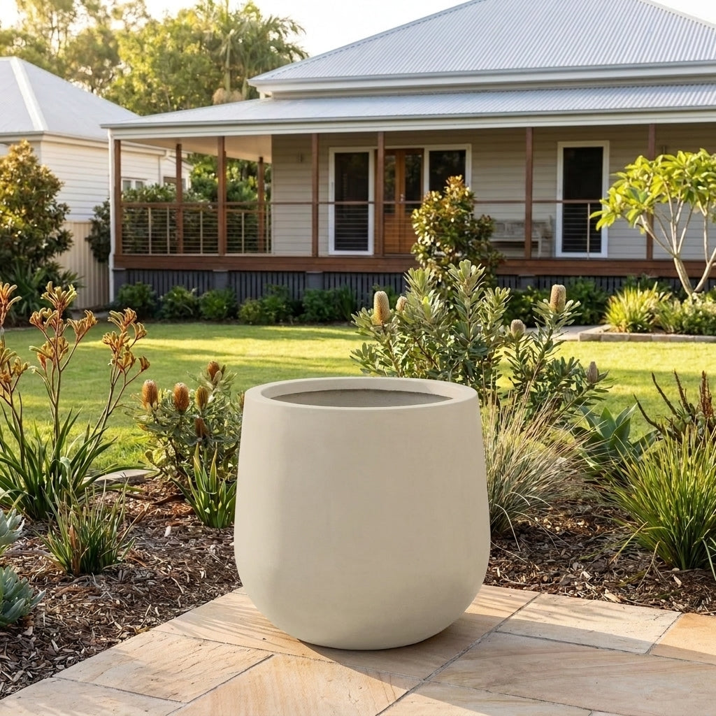 StoneLite Bung Planter - Various sizes available - Paperbark Half