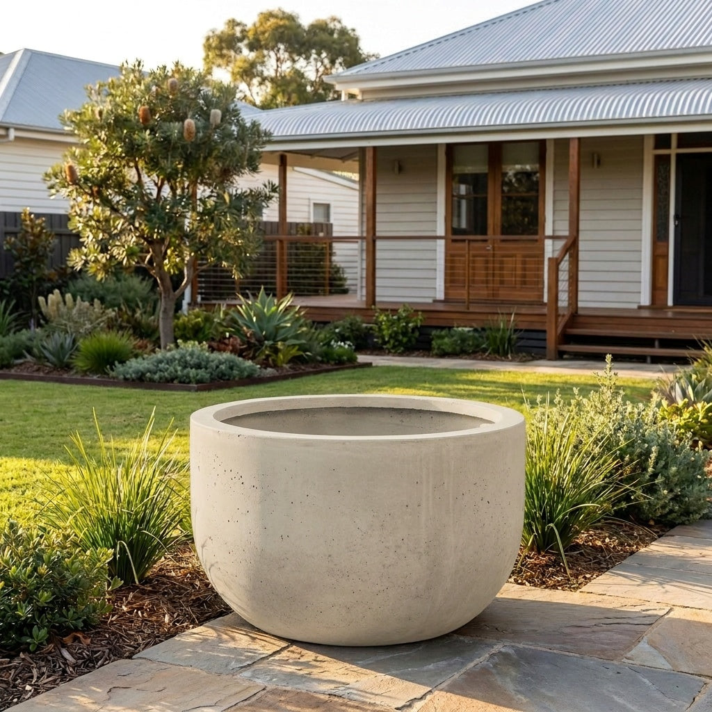 StoneLite Chopped Tub Tree Planter - Various sizes available - Paperbark Half