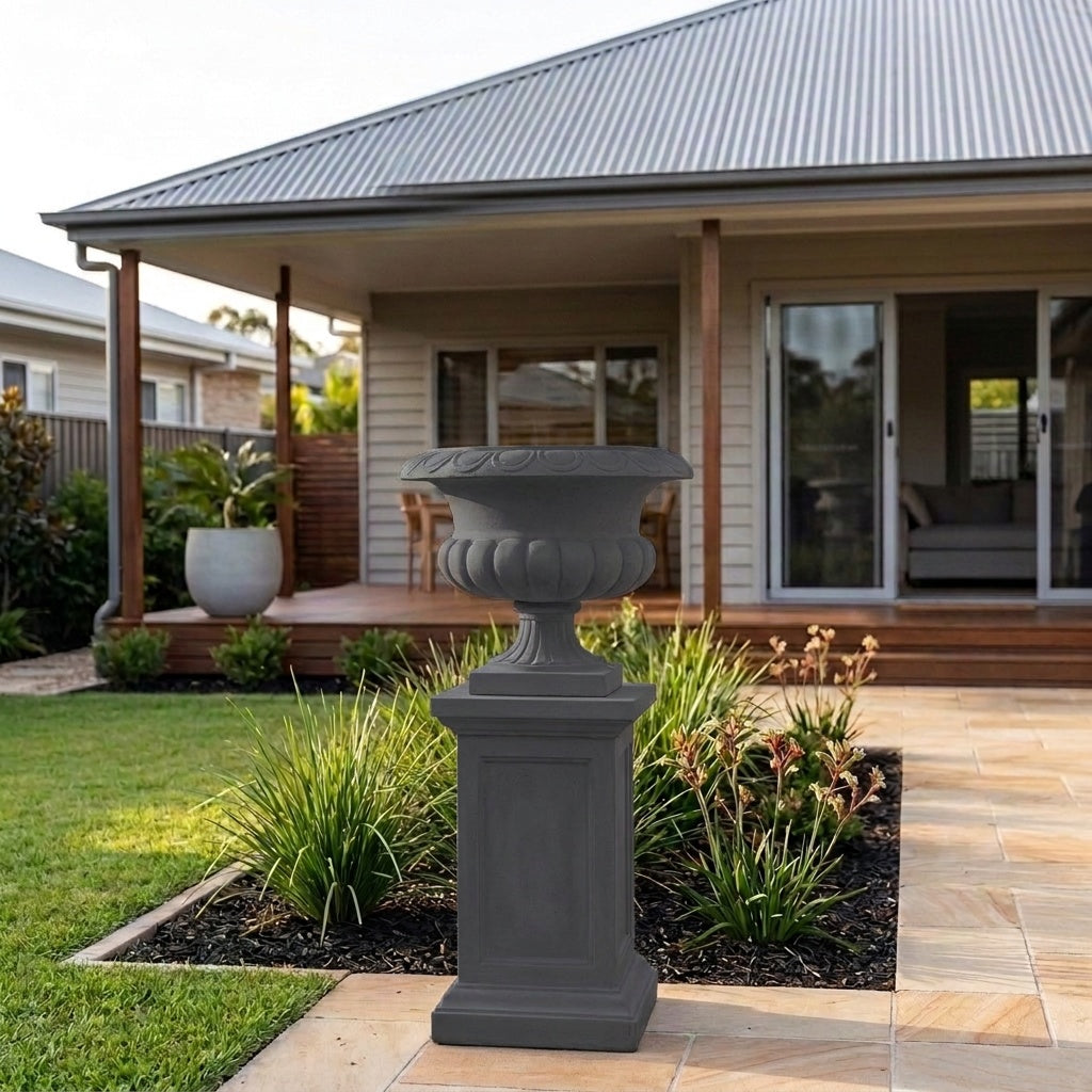 StoneLite Classic Urn Pedestal - 34 x 34 x 51cm - Charcoal