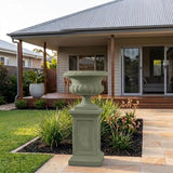 StoneLite Classic Urn Pedestal - 34 x 34 x 51cm - Pale Eucalyptus