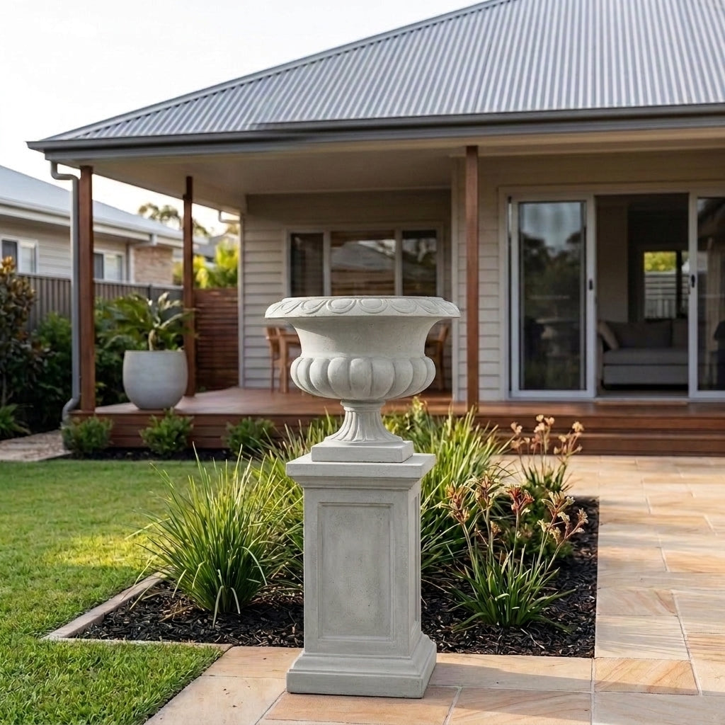StoneLite Classic Urn Pedestal - 34 x 34 x 51cm - Shale Grey