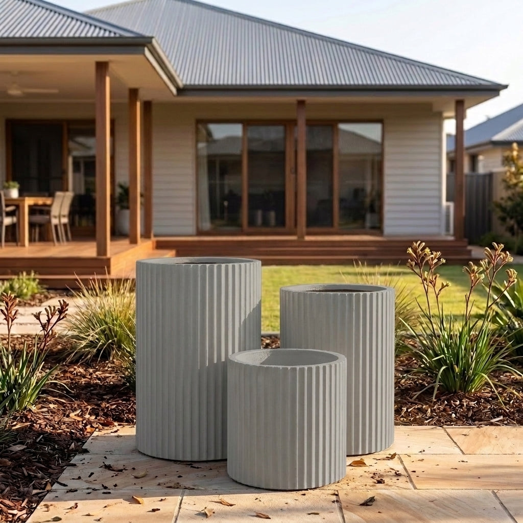 StoneLite Fluted Cylinders - Various sizes available - Concrete