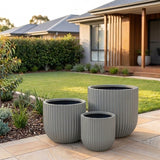 StoneLite Fluted Tubs - Various sizes available - Neutral Grey
