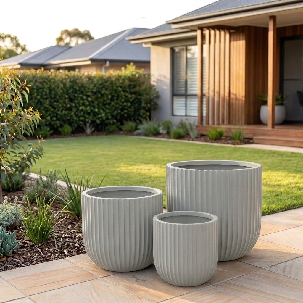 StoneLite Fluted Tubs - Various sizes available - Shale Grey