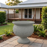 StoneLite Ornate Urn - 57 x 54cm - Neutral Grey