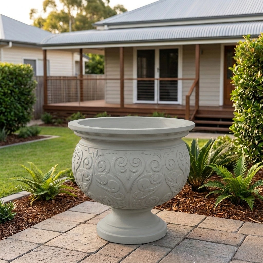 StoneLite Ornate Urn - 57 x 54cm - Shale Grey