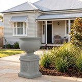 StoneLite Ornate Urn Pedestal - 45 x 45 x 45cm - Neutral Grey