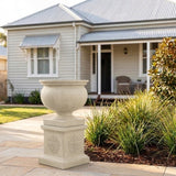 StoneLite Ornate Urn Pedestal - 45 x 45 x 45cm - Paperbark Half