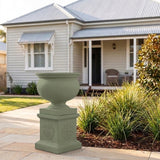 StoneLite Ornate Urn Pedestal - 45 x 45 x 45cm - Pale Eucalyptus