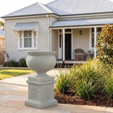 StoneLite Ornate Urn Pedestal - 45 x 45 x 45cm - Shale Grey