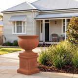 StoneLite Ornate Urn Pedestal - 45 x 45 x 45cm - Terracotta