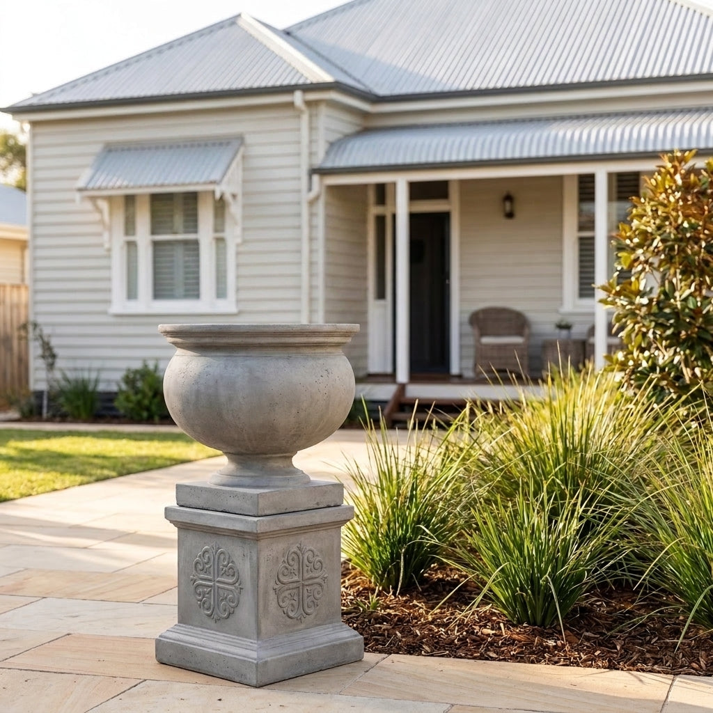 StoneLite Ornate Urn Pedestal - 45 x 45 x 45cm