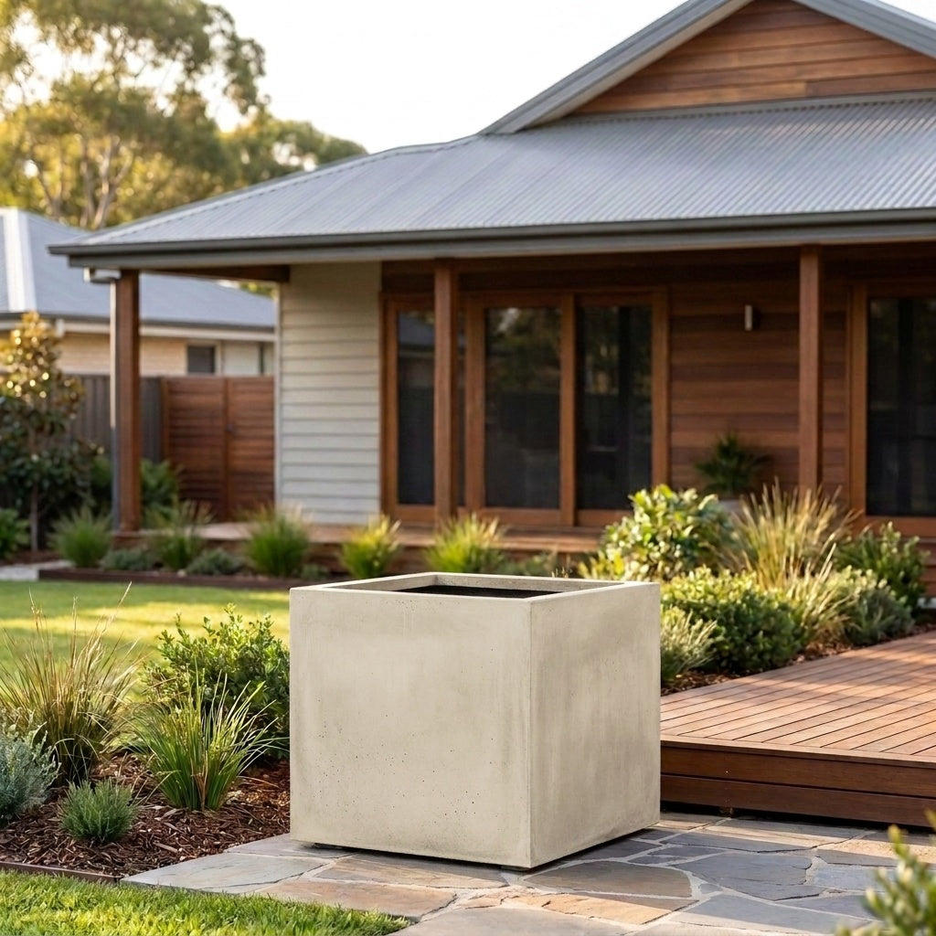 StoneLite Square Tree Planter - Various sizes available - Paperbark Half