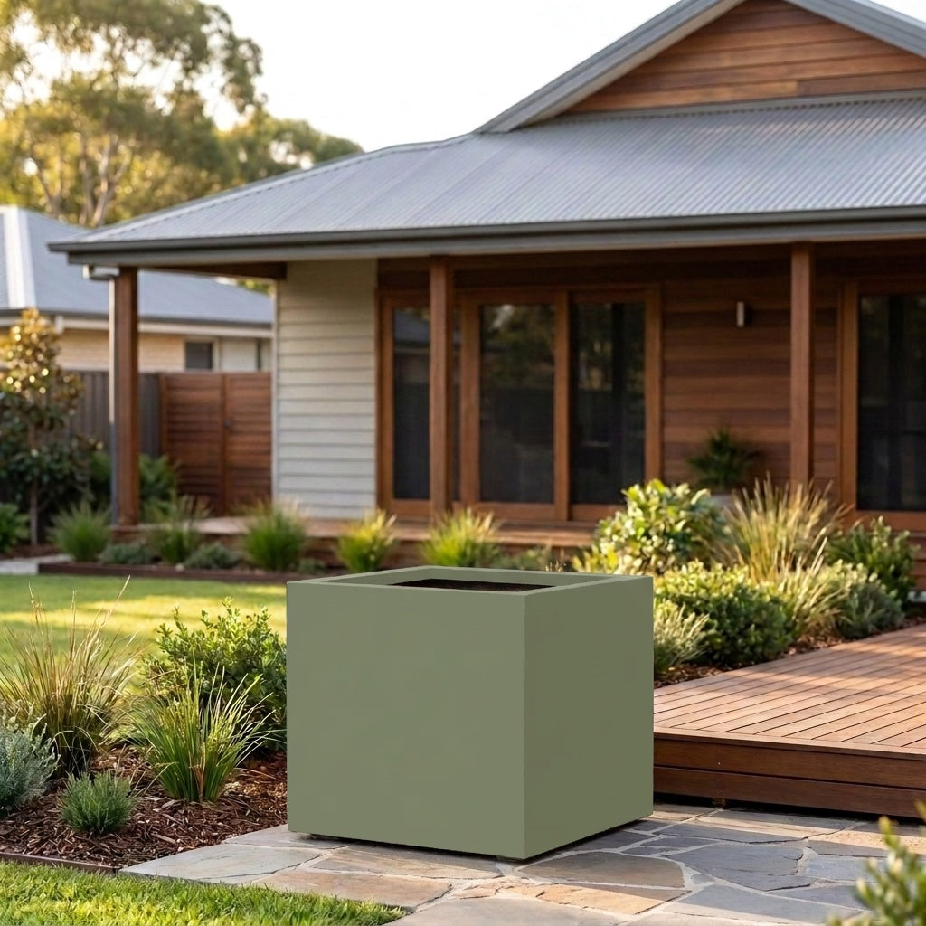 StoneLite Square Tree Planter - Various sizes available - Pale Eucalyptus