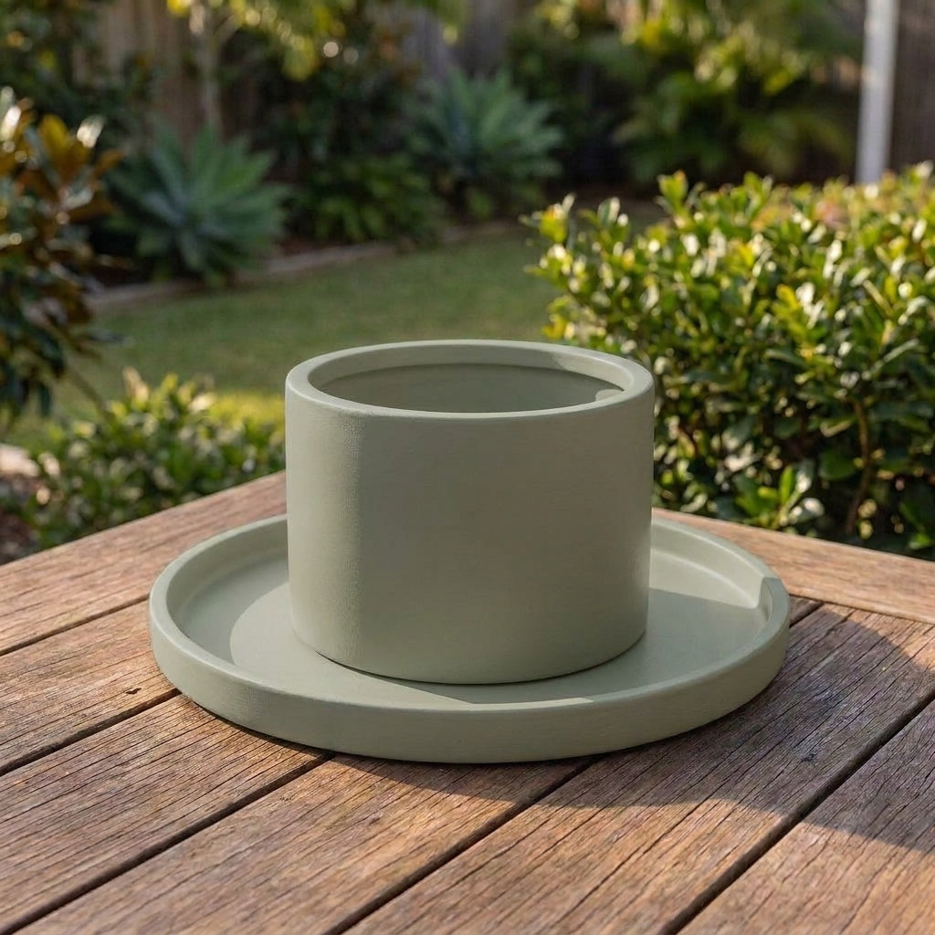 Terrazzo Round Saucer - Various sizes available - Pale Eucalyptus