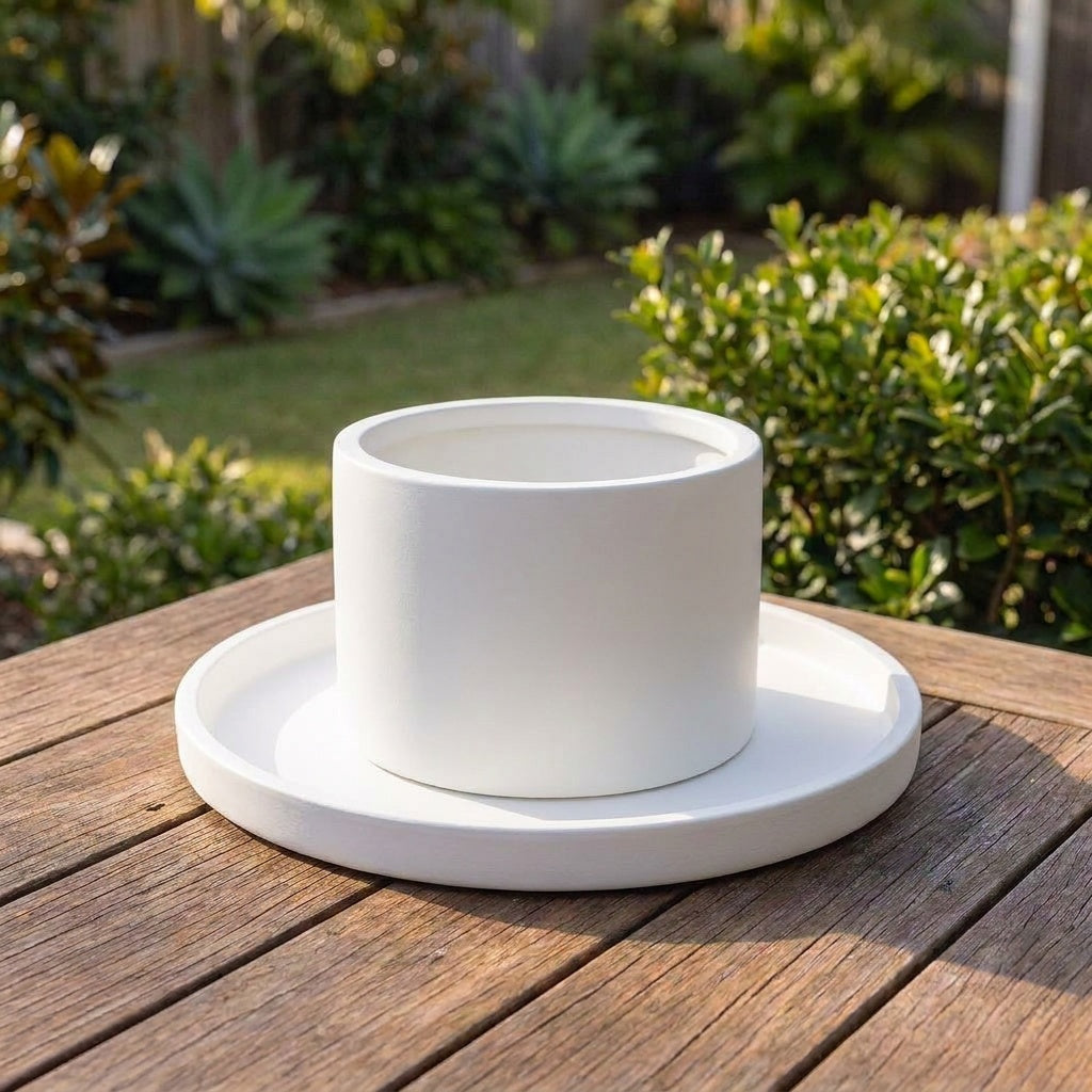 Terrazzo Round Saucer - Various sizes available - White on White