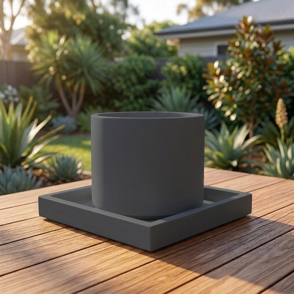 Terrazzo Square Saucer - Various sizes available - Charcoal