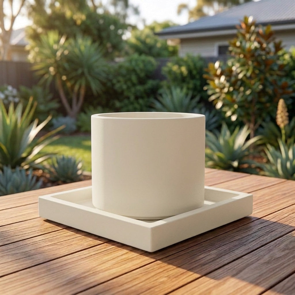 Terrazzo Square Saucer - Various sizes available - Paperbark Half