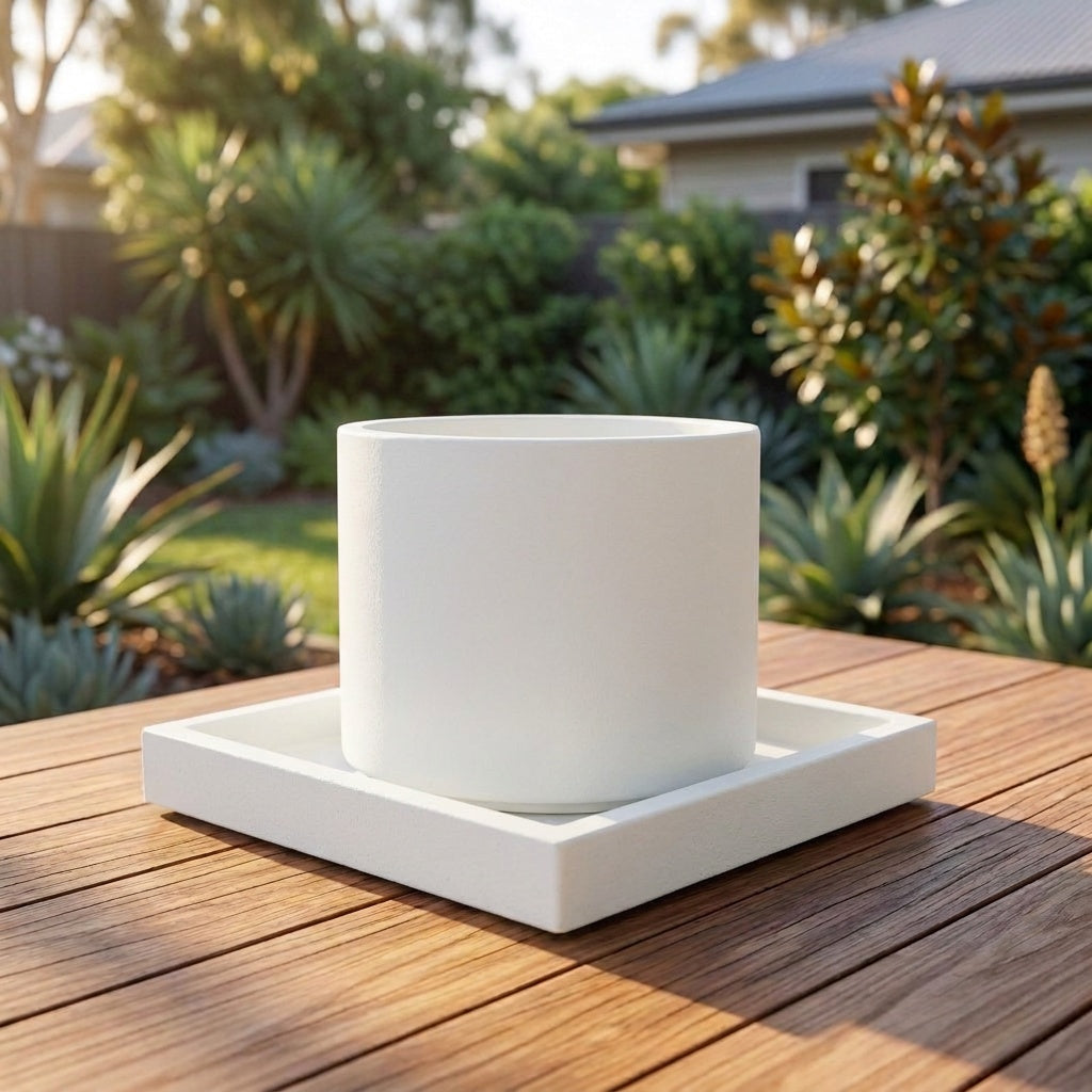 Terrazzo Square Saucer - Various sizes available - White on White