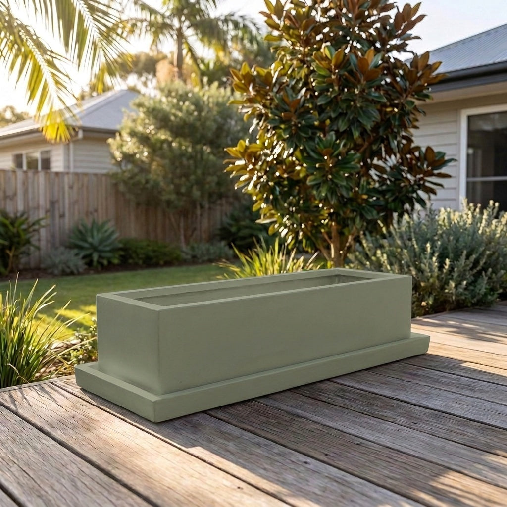Terrazzo Trough Saucer - Various sizes available - Pale Eucalyptus
