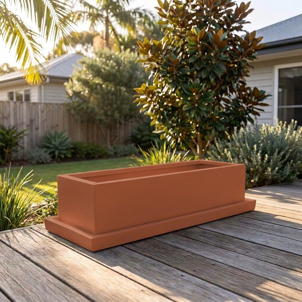 Terrazzo Trough Saucer - Various sizes available - Terracotta