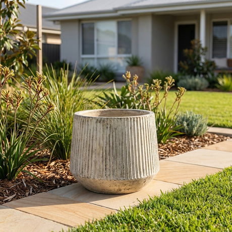 Thai Limestone Fluted Torquelstone Pot - 85 x 85 x 70cm