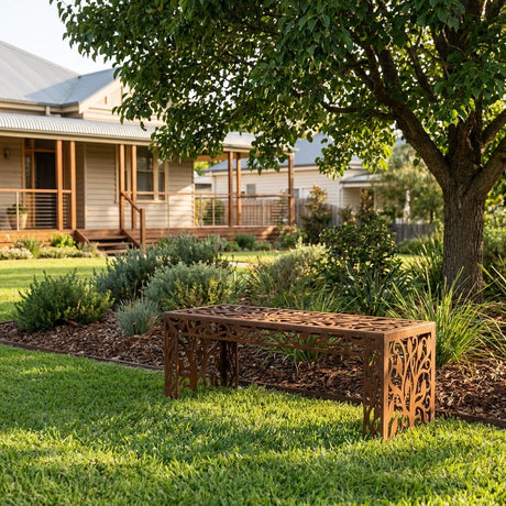 Tree Rusted Steel Garden Bench