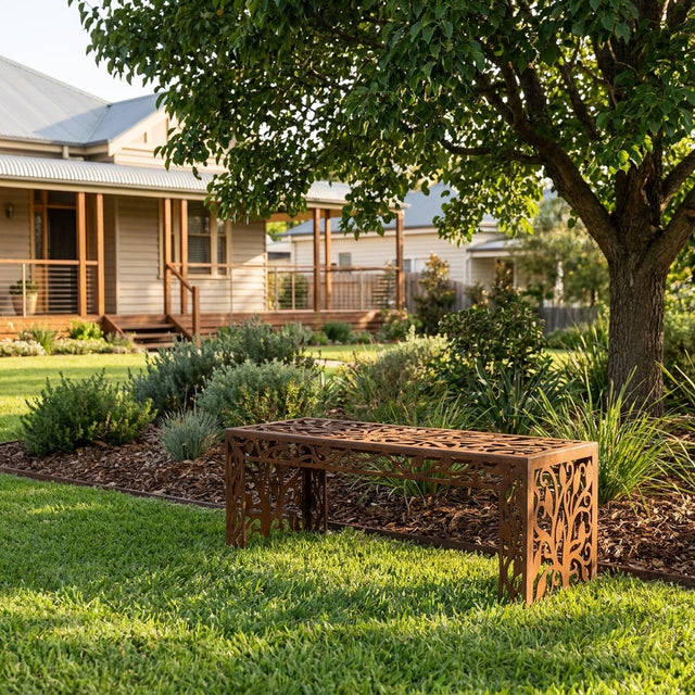 Tree Rusted Steel Garden Bench